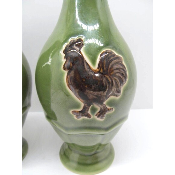 Cracker Barrel Elegant Rooster Green Oil And Vinegar Dispensers - Picture 4 of 8